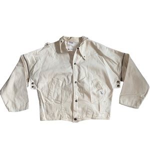 Vintage 80s Guess Products Off White Cream Utility Bomber Jacket Mens Medium